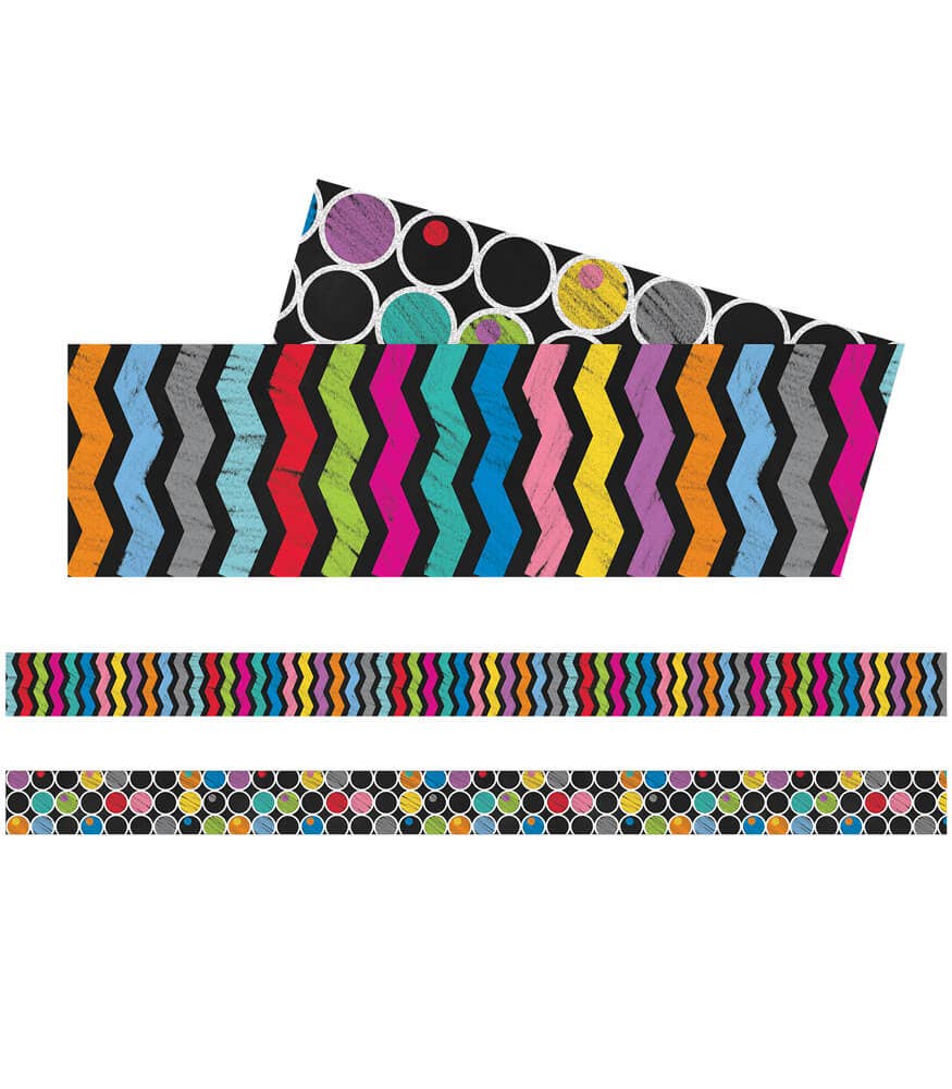 Carson Dellosa Education - Colorful Chalkboard Straight Bulletin Board Borders