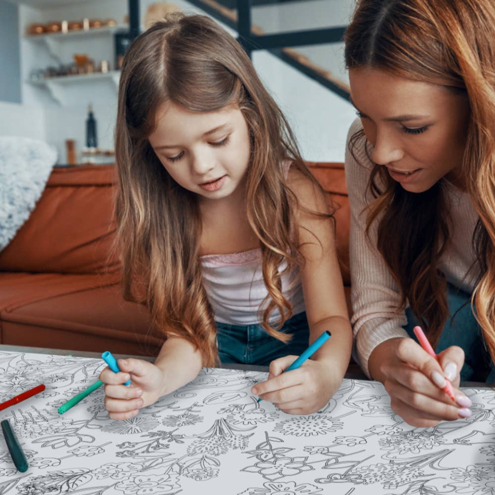 Wildflower Coloring Tablecloth | Botanical Coloring Sheet