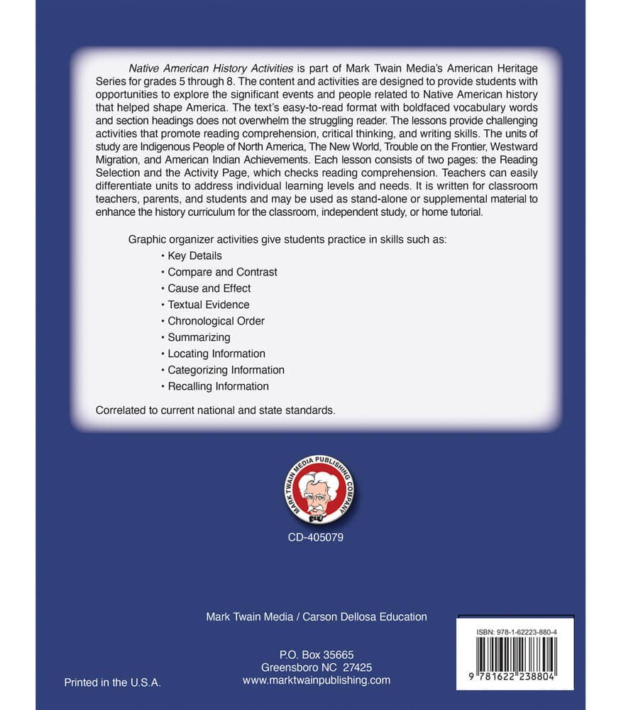 Carson Dellosa Education - Native American History Activities Workbook, Grades 5 - 8