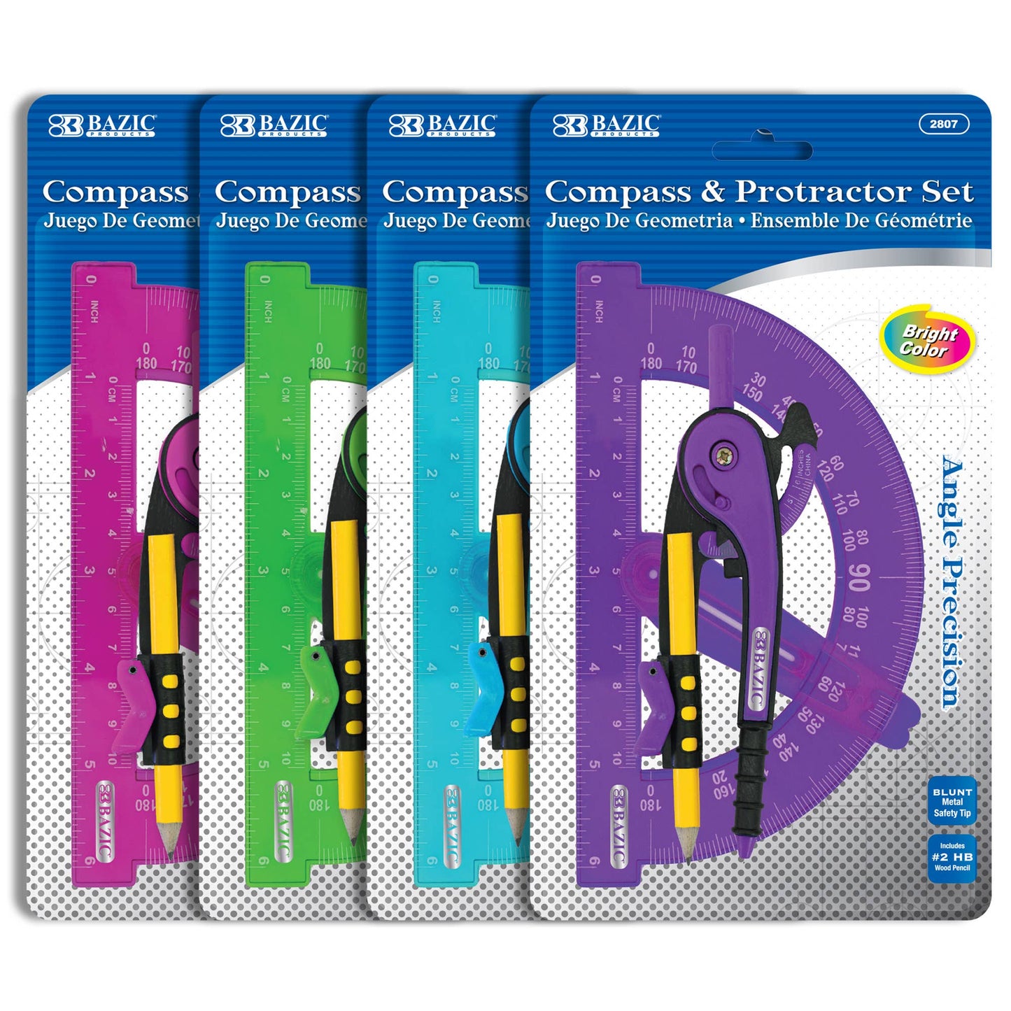 Colored Scale-Arm Compass, 6" Protractor Set