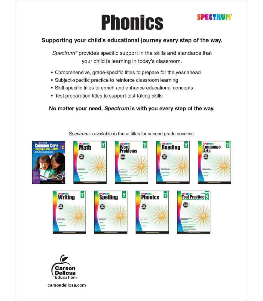 Carson Dellosa Education - Spectrum Phonics, Grade 2