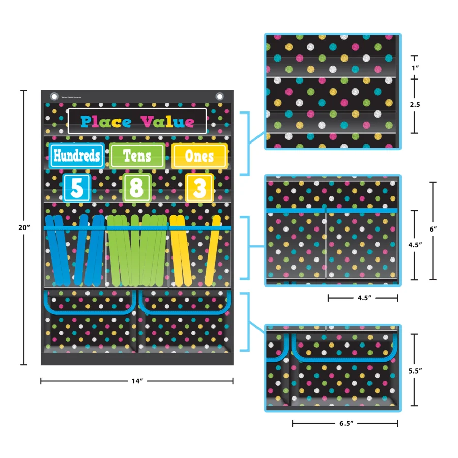 Chalkboard Brights Place Value Pocket Chart
