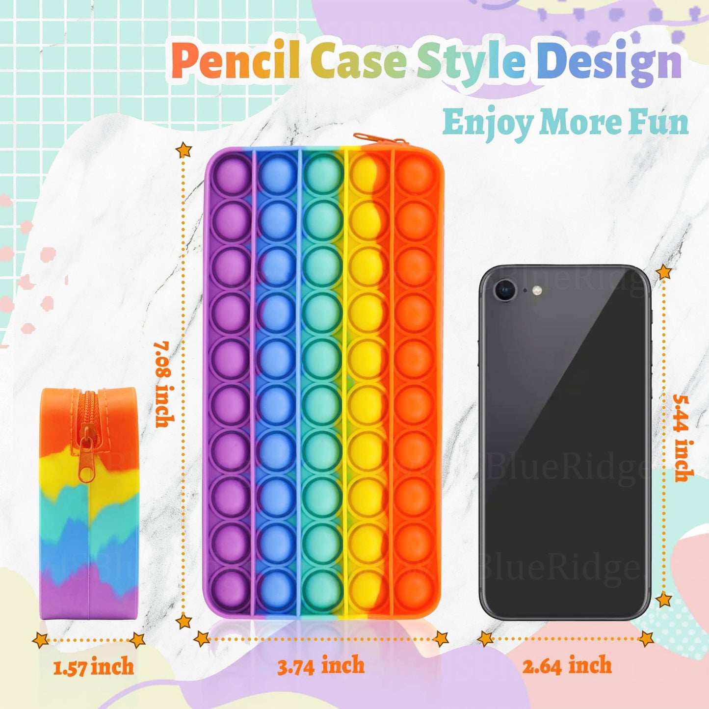 Multi Storage Pop It Fidget Pencil Case- Assorted