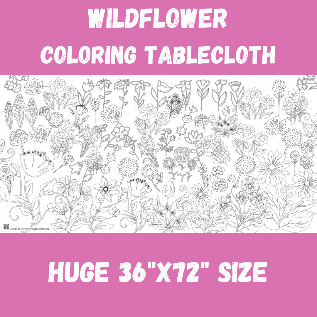 Wildflower Coloring Tablecloth | Botanical Coloring Sheet