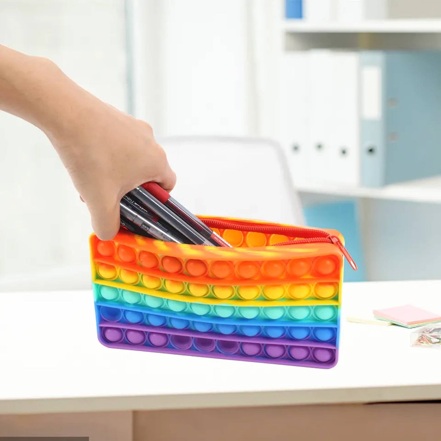 Multi Storage Pop It Fidget Pencil Case- Assorted