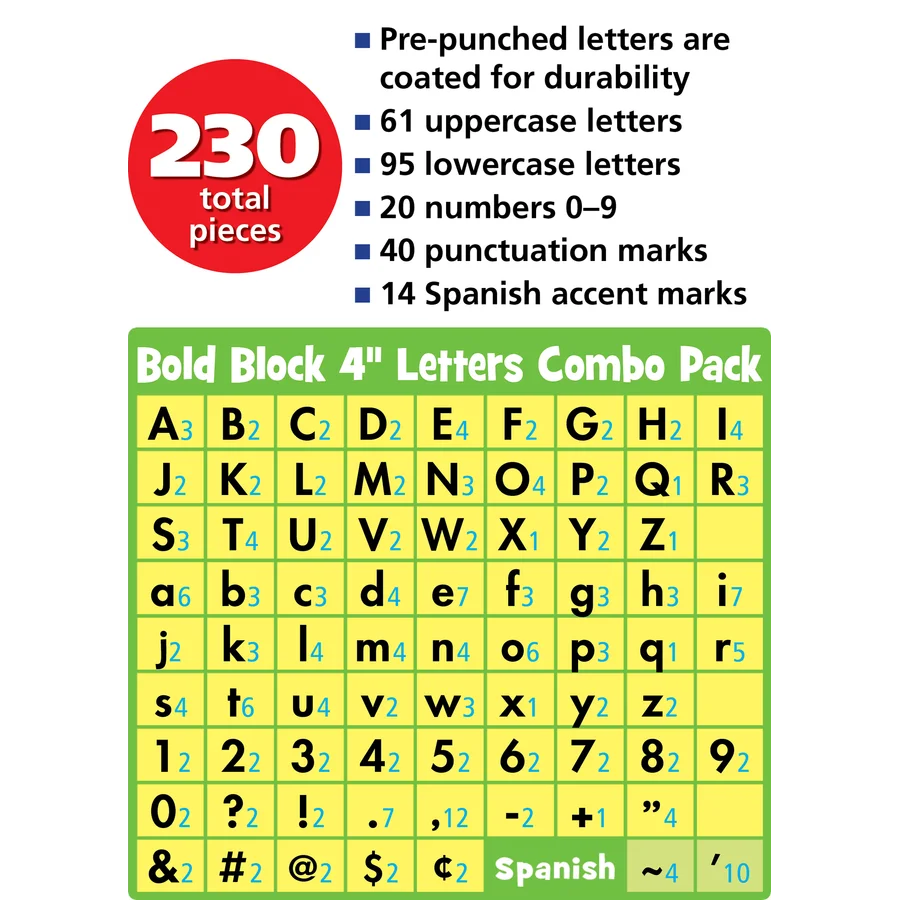Classroom Cottage Bold Block 4" Letters Combo Pack