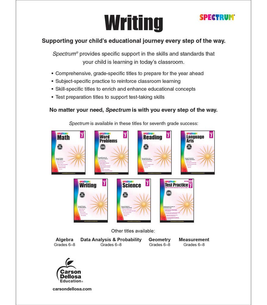 Carson Dellosa Education - Spectrum Writing, Grade 7