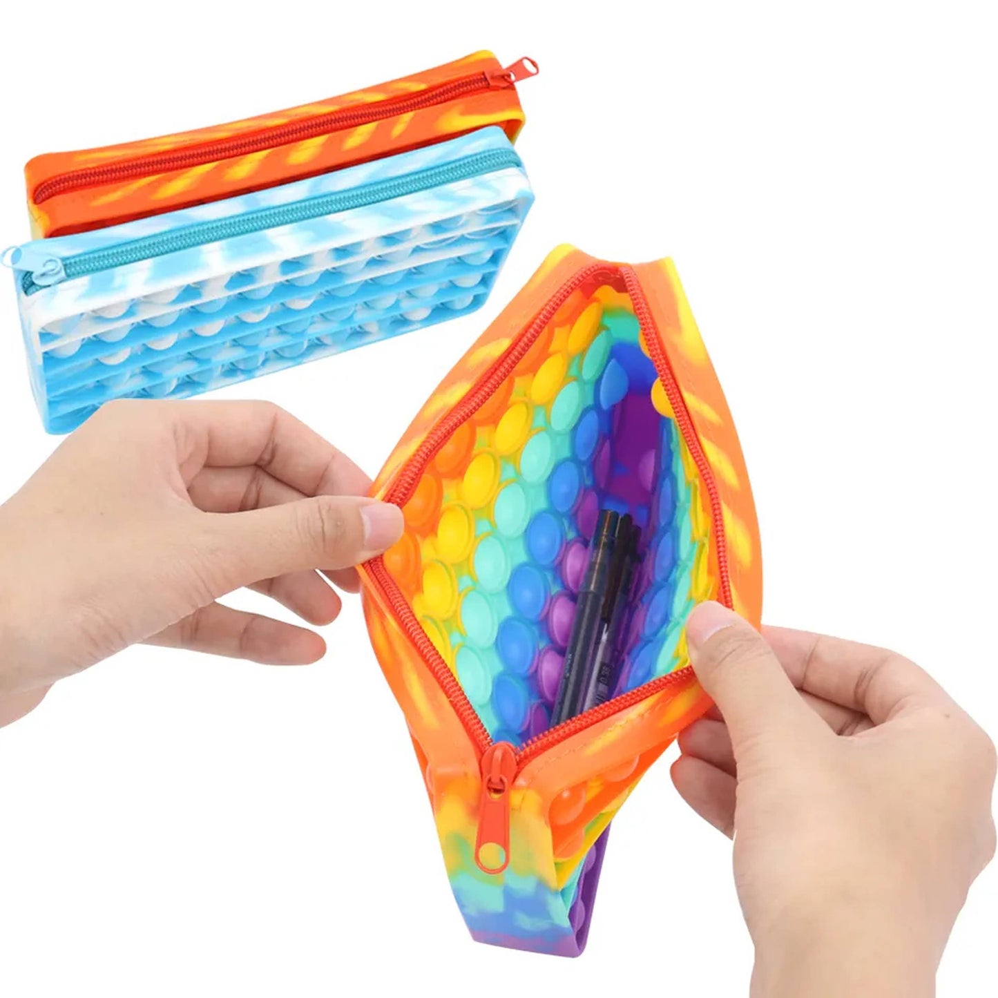 Multi Storage Pop It Fidget Pencil Case- Assorted