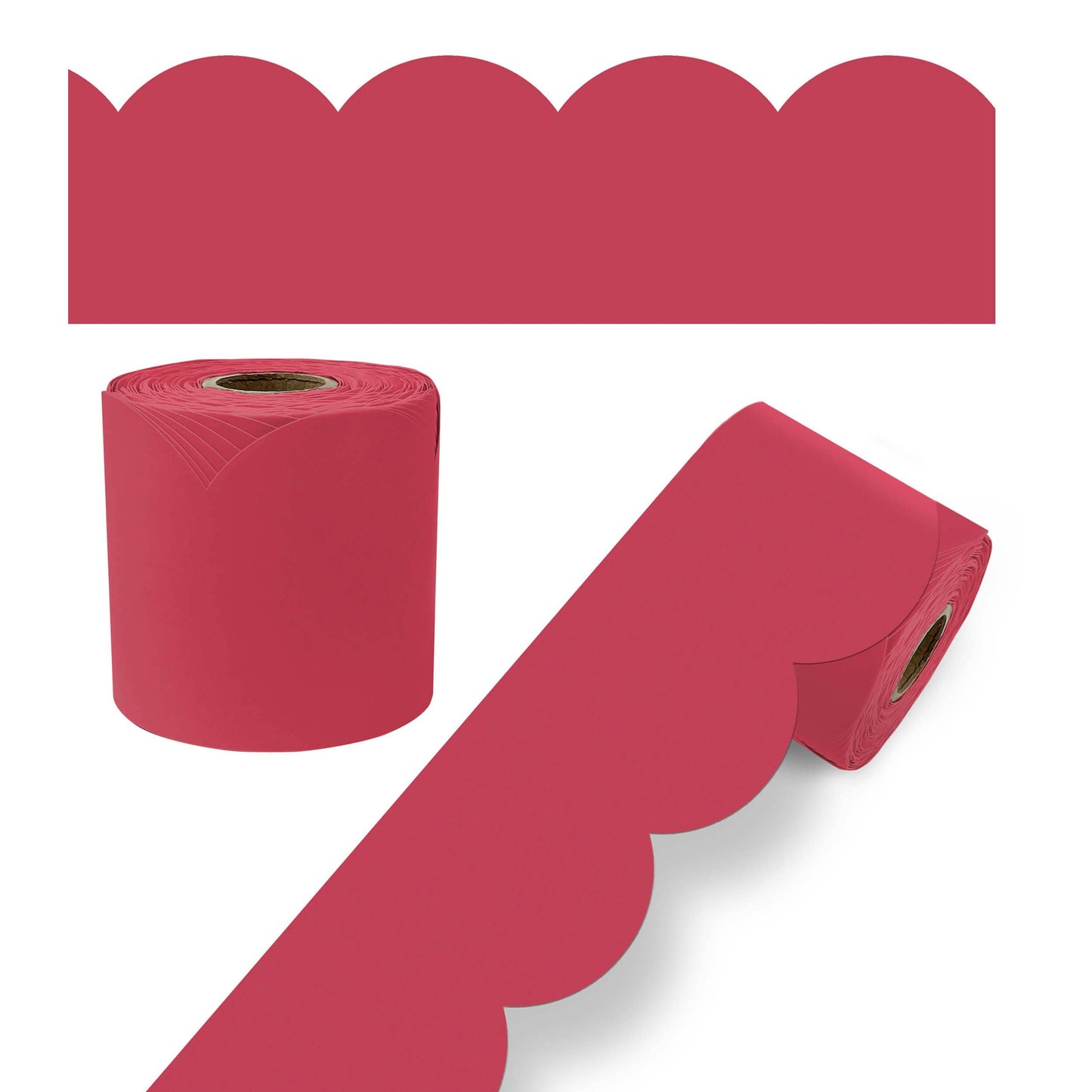 Carson Dellosa Education - Berry Red Rolled Scalloped Bulletin Board Borders