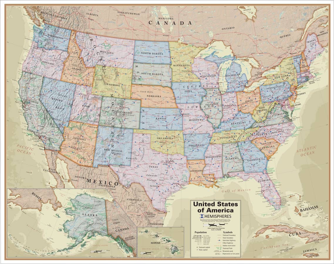 Waypoint Geographic United States Wall Map