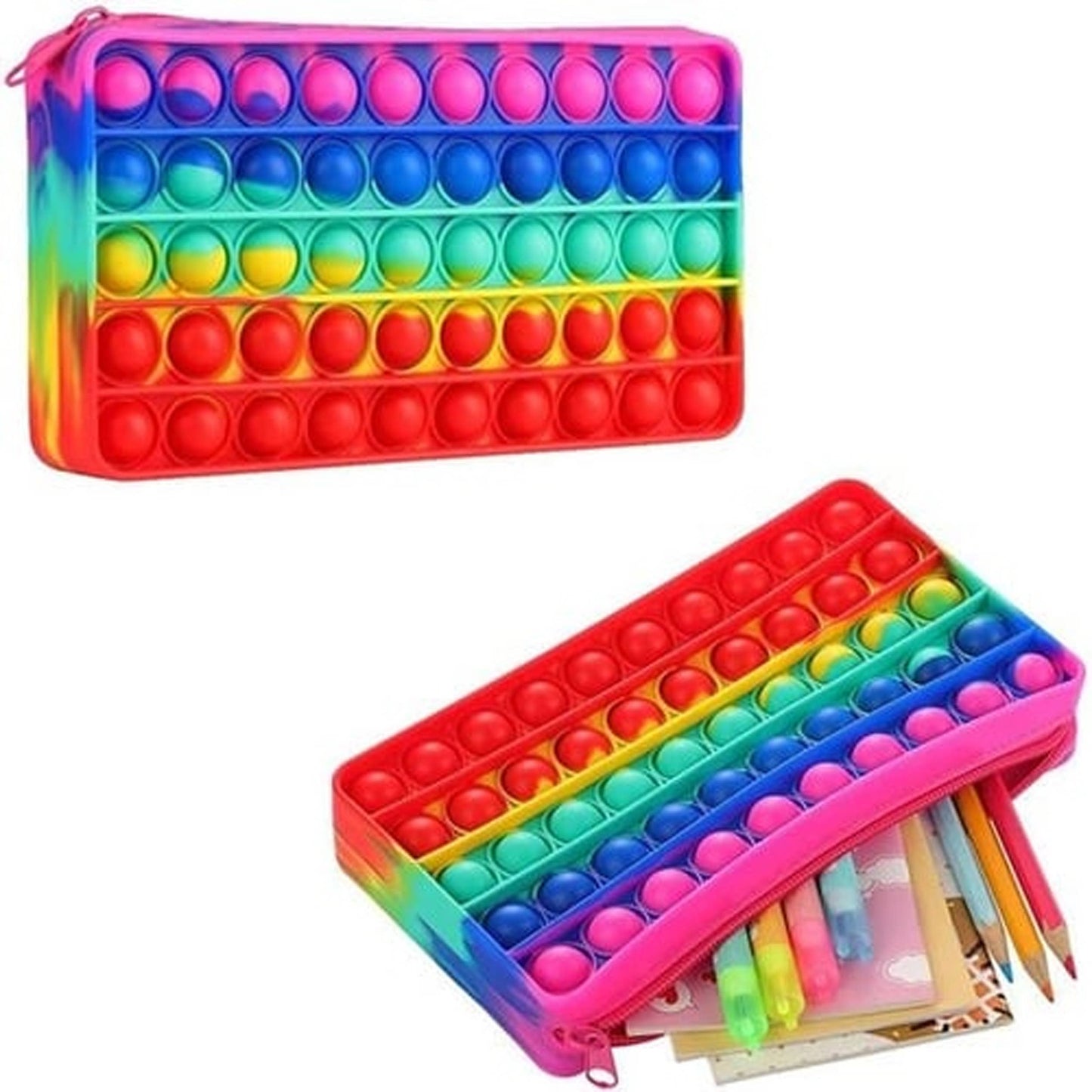 Multi Storage Pop It Fidget Pencil Case- Assorted