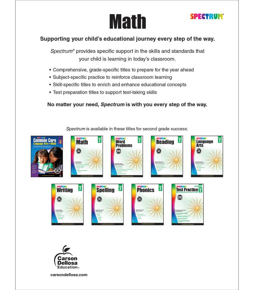Carson Dellosa Education - Spectrum Math Workbook, Grade 2