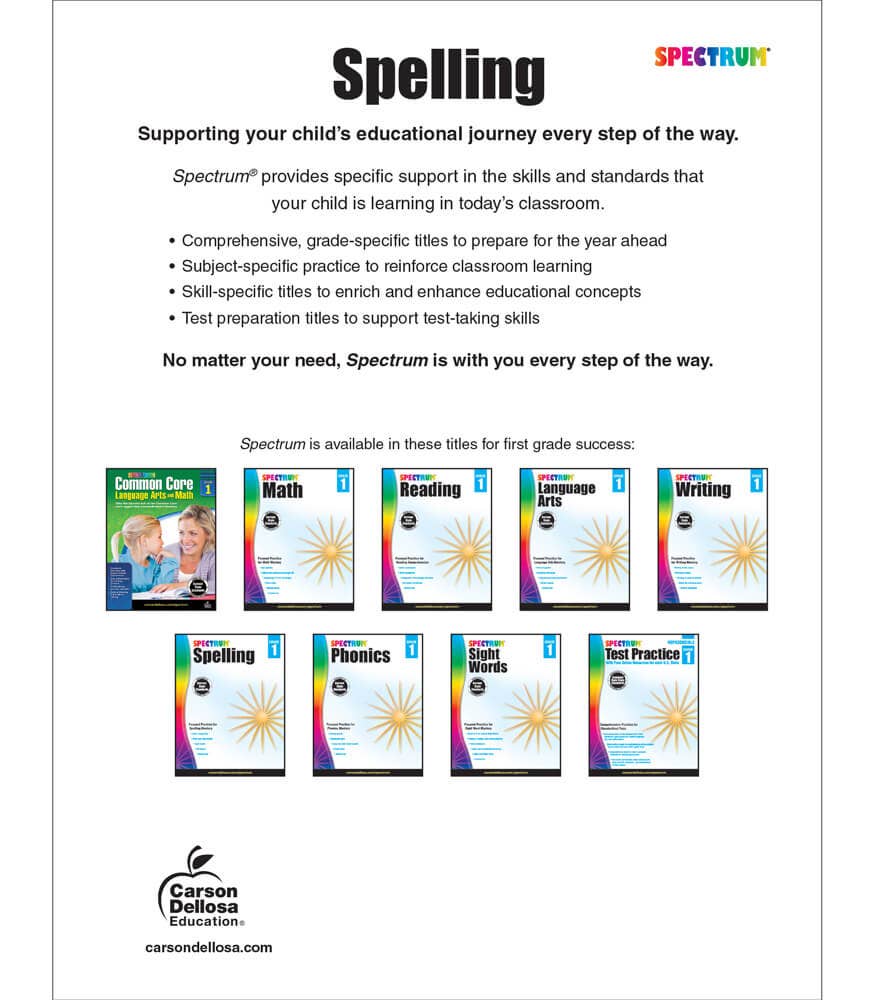 Carson Dellosa Education - Spectrum Spelling, Grade 1