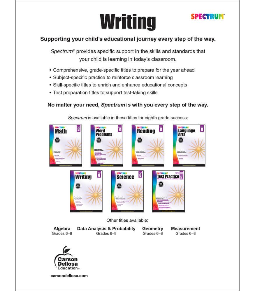 Carson Dellosa Education - Spectrum Writing, Grade 8