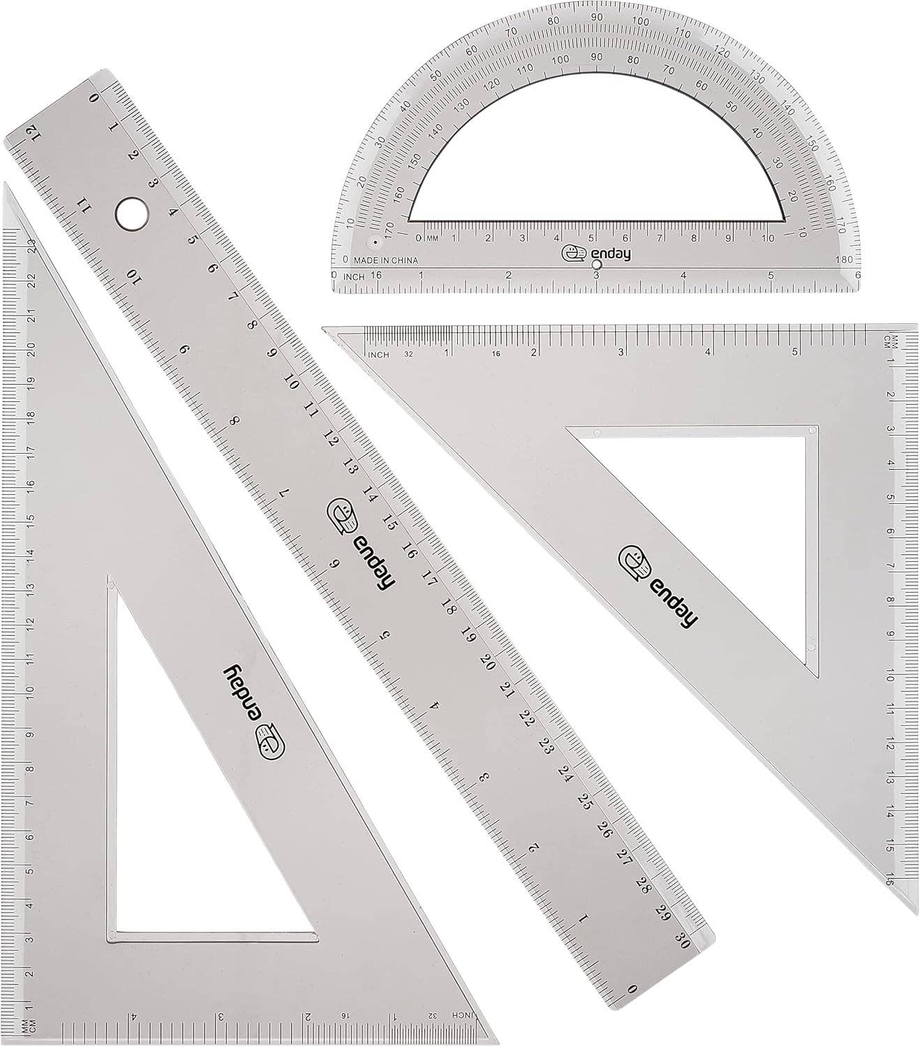 4-Piece Geometry Ruler Combination Sets