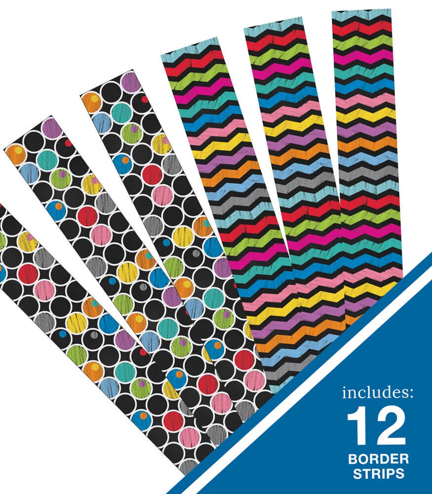 Carson Dellosa Education - Colorful Chalkboard Straight Bulletin Board Borders