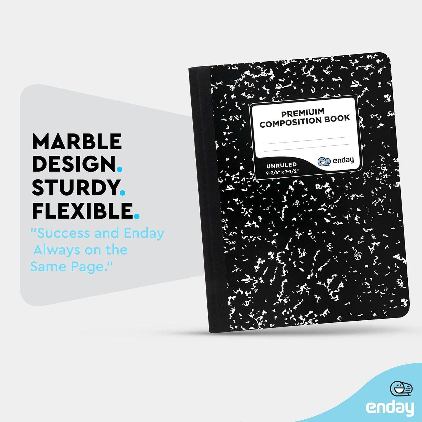 enday - Composition Book Unruled, Black Marble 100 Ct.