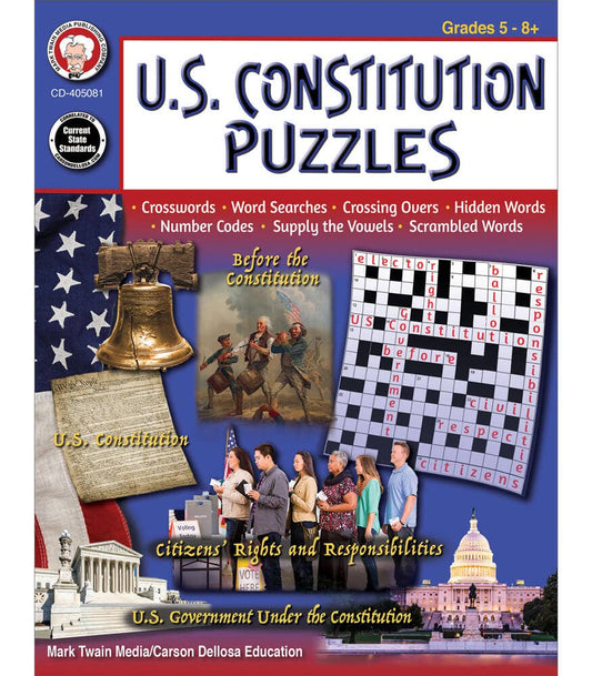 Carson Dellosa Education - U.S. Constitution Puzzles Workbook, Grades 5 - 12