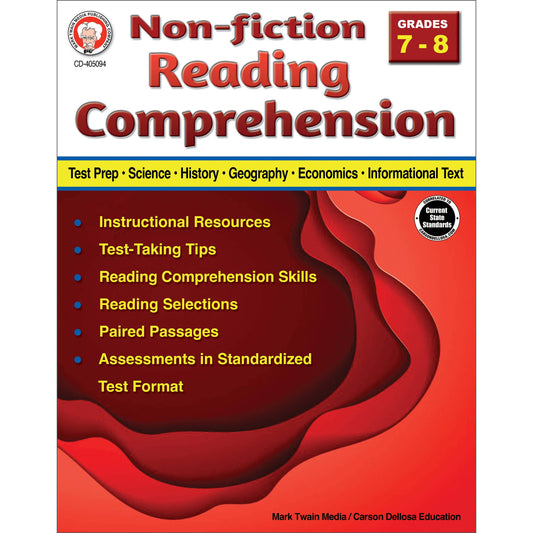 Carson Dellosa Education - Nonfiction Reading Comprehension Workbook, Grades 7 - 8