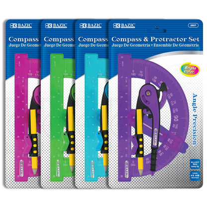 Colored Scale-Arm Compass, 6" Protractor Set