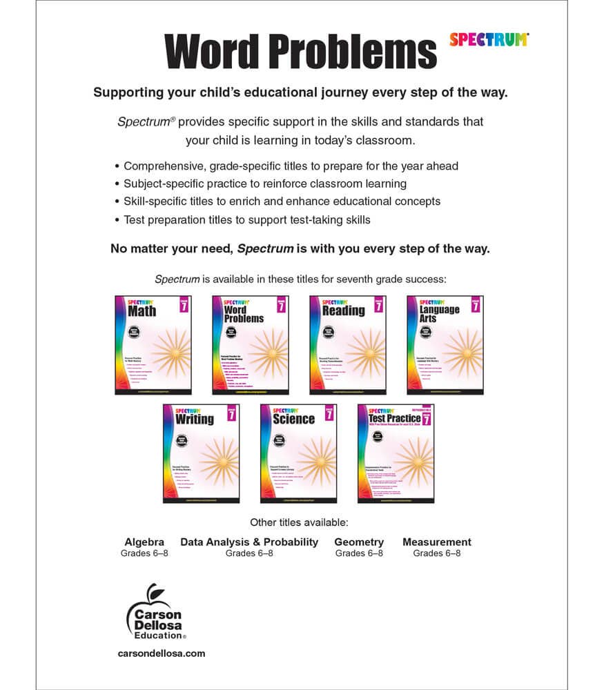 Carson Dellosa Education - Word Problems, Grade 7