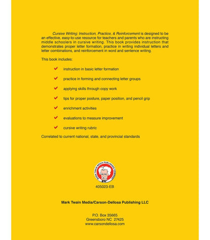 Carson Dellosa Education - Cursive Writing: Instruction, Practice, Reinforce, Gr 4-9