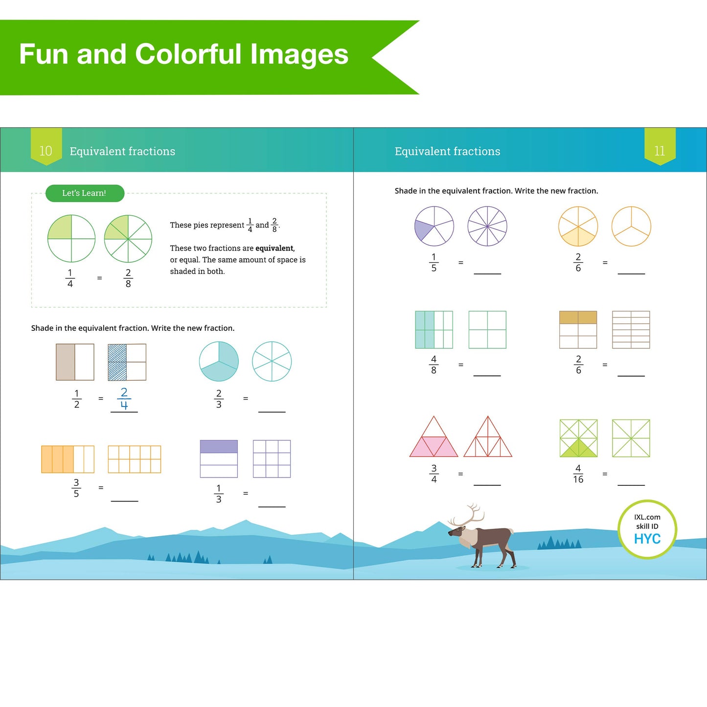 Carson Dellosa Education - IXL Math Workbook: Grade 4 Fractions and Decimals