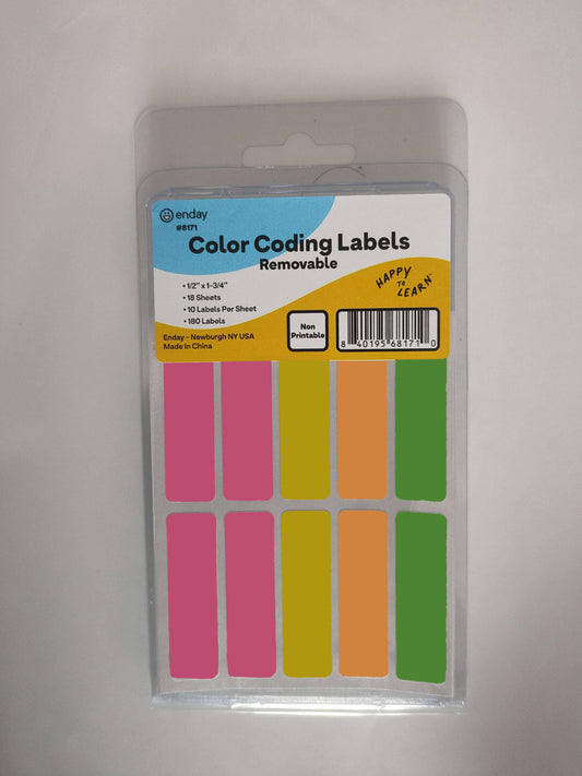 enday - Color-Coding Removable Labels, 12" X 1-34",(180Pack)