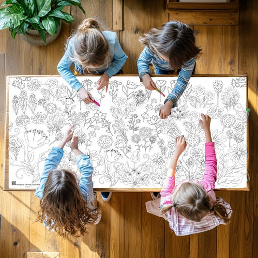 Wildflower Coloring Tablecloth | Botanical Coloring Sheet
