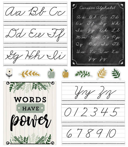 Carson Dellosa Education - Farmhouse Alphabet Line: Cursive Bulletin Board Set