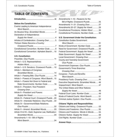 Carson Dellosa Education - U.S. Constitution Puzzles Workbook, Grades 5 - 12
