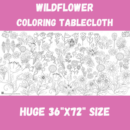Wildflower Coloring Tablecloth | Botanical Coloring Sheet