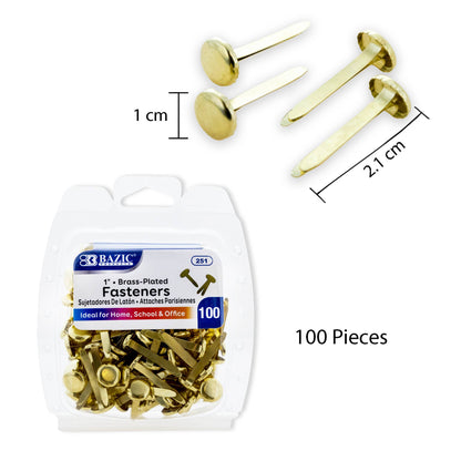 1" Brass Fastener (100/Pack)