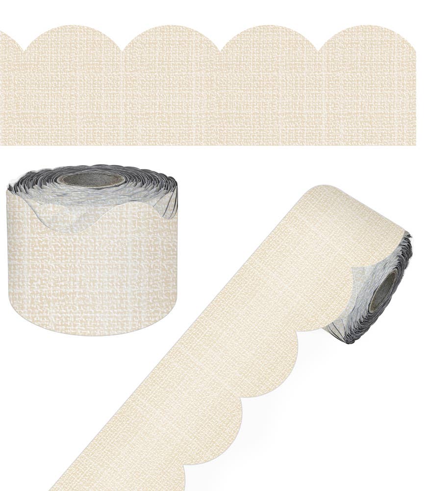 Carson Dellosa Education - Linen Rolled Scalloped Bulletin Board Borders
