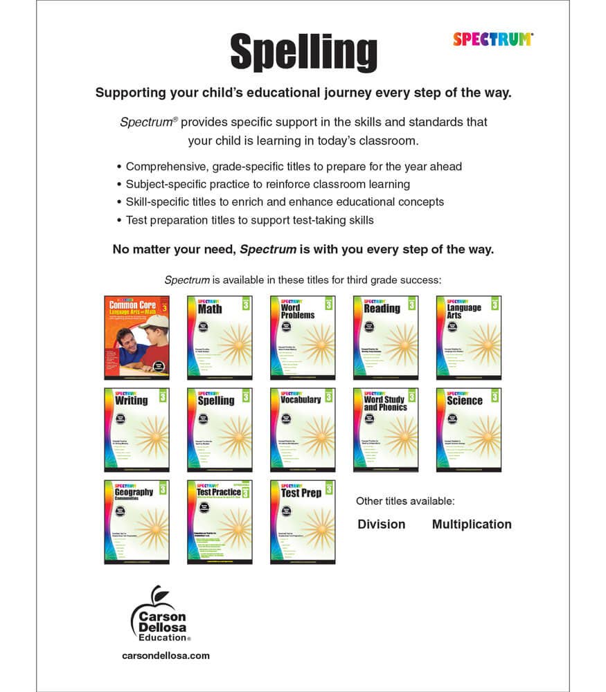 Carson Dellosa Education - Spectrum Spelling, Grade 3