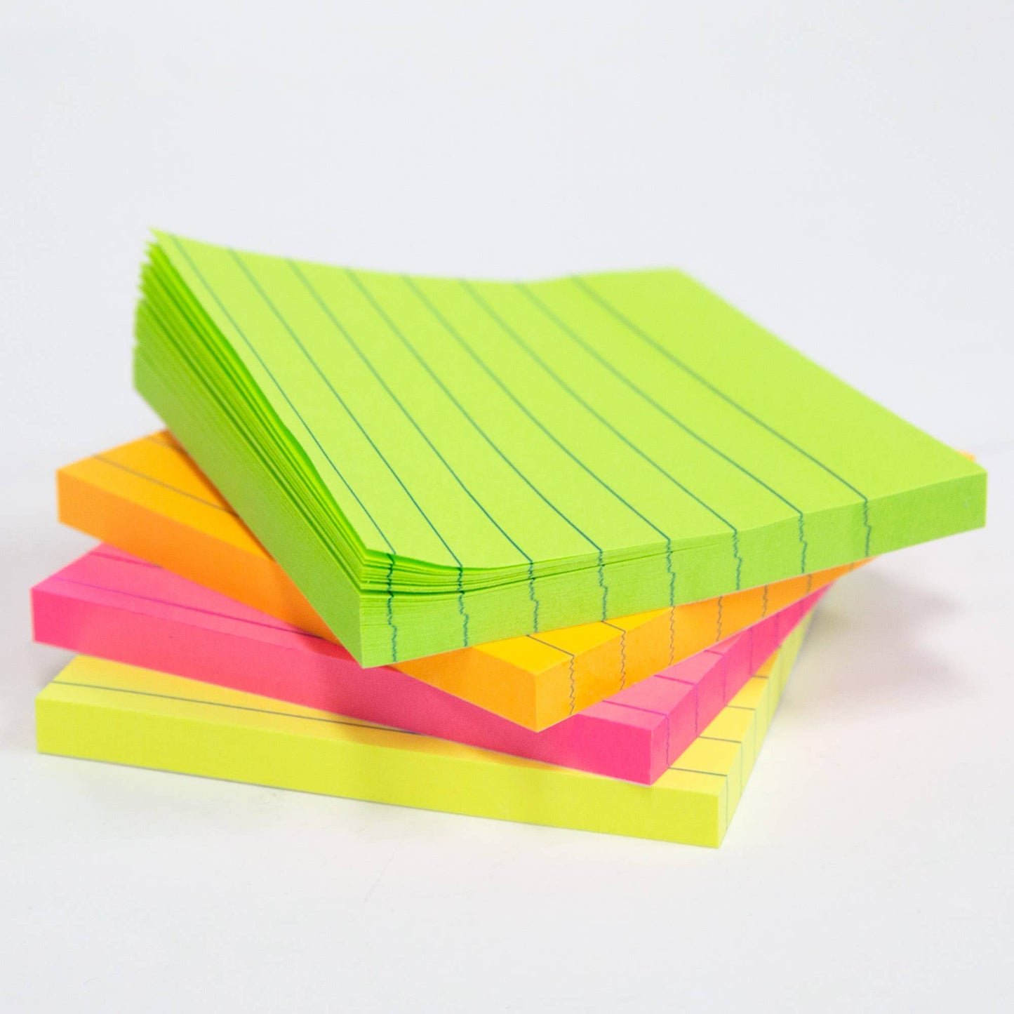 Lined Stick On Notes Neon 3" X 3" 70 Ct