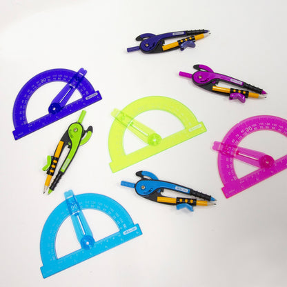 Colored Scale-Arm Compass, 6" Protractor Set