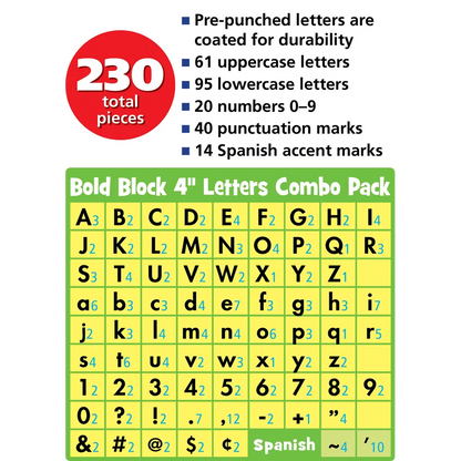 Classroom Cottage Bold Block 4" Letters Combo Pack