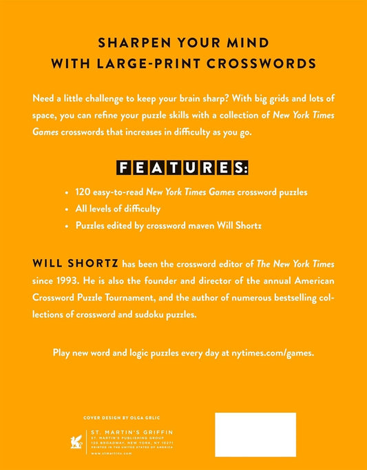 New York Times Games Large-Print Crosswords Volume 2: 120 Easy to Hard Puzzles to Keep You Sharp Paperback – Large Print