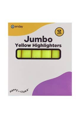 enday - Jumbo Highlighters Yellow (12 Pack)