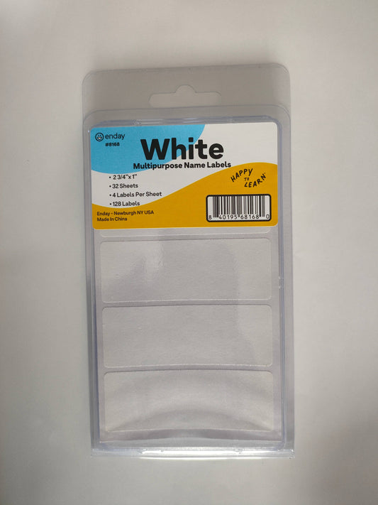 enday - White Multipurpose Name Labels 2 34" X 1" (128Pack)