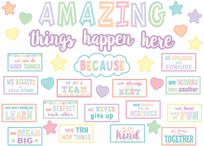 Pastel Pop Amazing Things Happen Here Bulletin Board