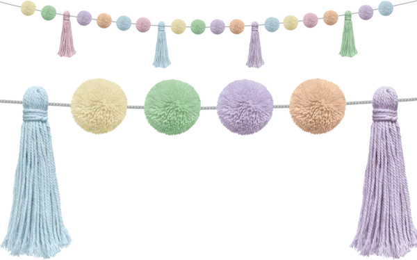 Pastel Pop Pom-Poms and Tassels Garland