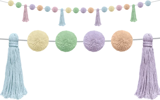 Pastel Pop Pom-Poms and Tassels Garland