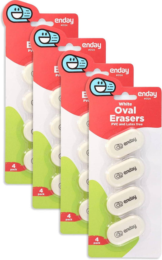 enday - Oval Eraser, White (4 Pack)