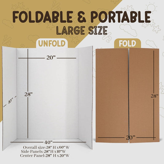 Trifold Poster Board 28" X 40", White Presentation Board