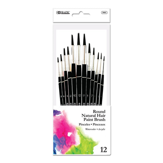 Paint Brush Round Natural Hair (12/Pack)
