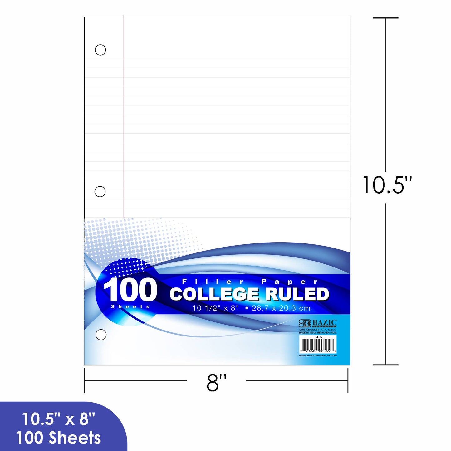 Filler Paper College Ruled 100 Ct