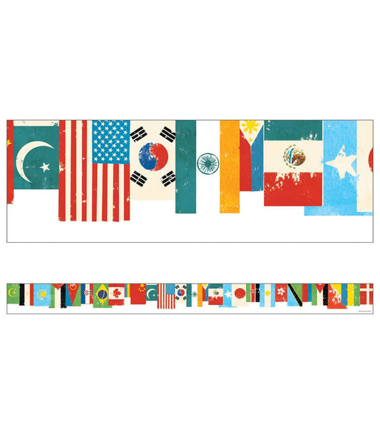 Carson Dellosa Education - All Are Welcome Flags Straight Bulletin Board Borders