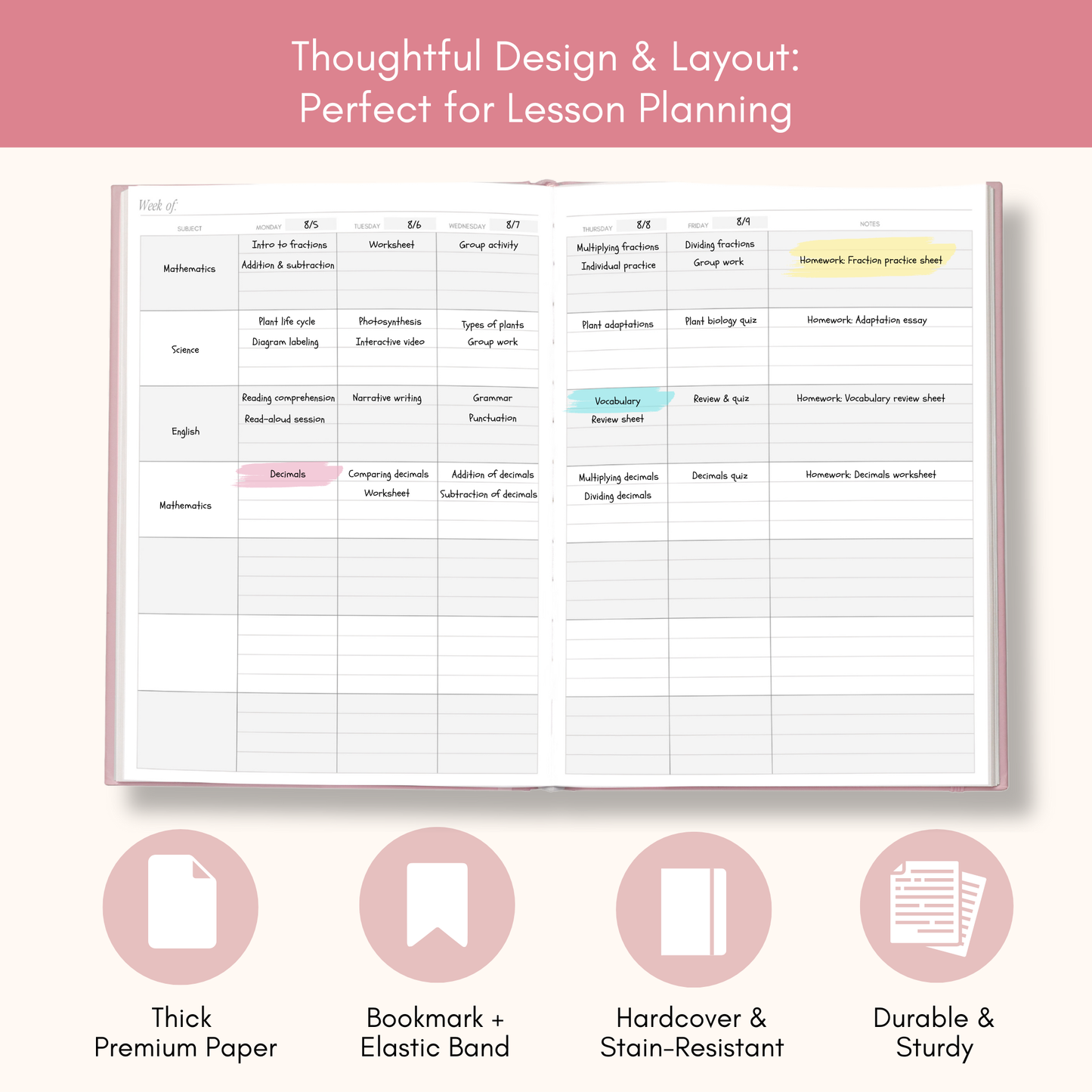 Lamare Teacher Planner & Gradebook – Lesson Plan & Organizer: Blue